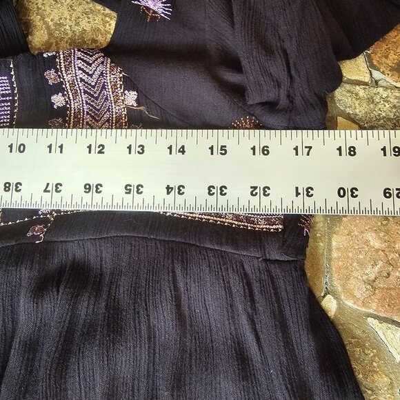 Vintage Free People Rhiannon Black Boho Tunic Mini Dress Size Small - Picture 10 of 11